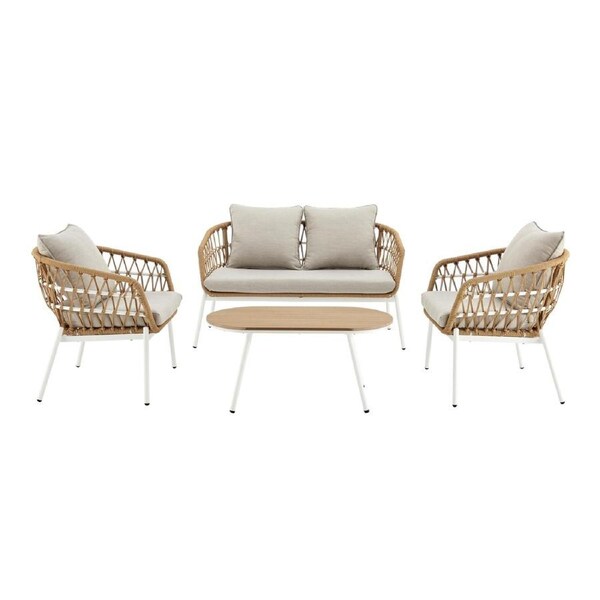 Browne Outdoor Set 4 Piece Sofa 2 Chairs Table
