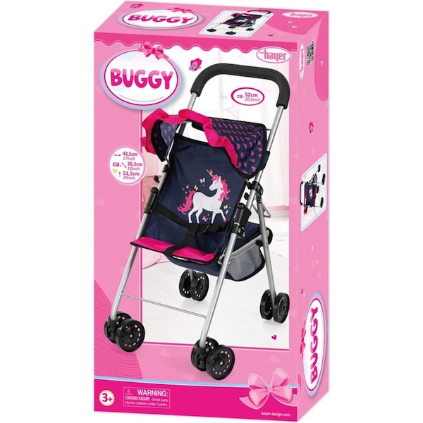 Bayer 52cm Doll Buggy Unicorn Doll Pram Kids/Children Pretend Toy Blue/Pink 3y+