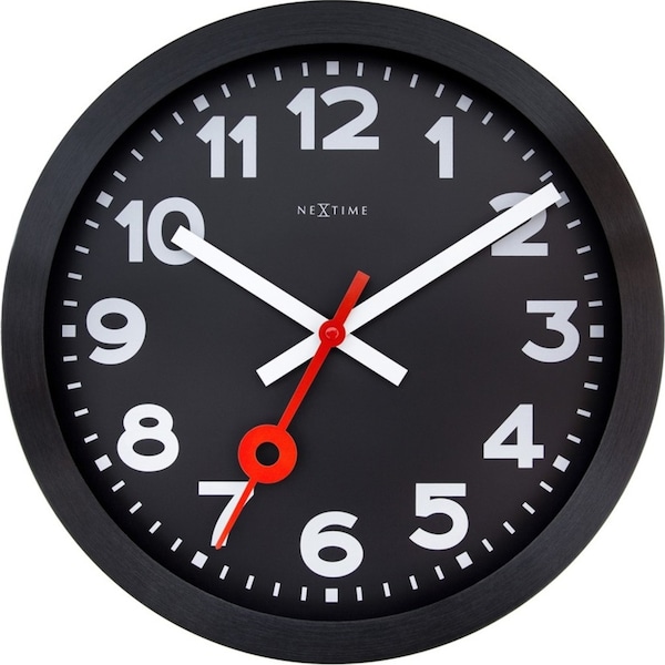 NeXtime 35cm Station All Wall Clock Analogue Hanging Home Decor Round Black