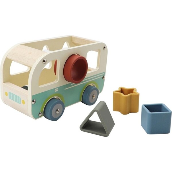 Kaper Wood Kidz EcoShape Wheelie Van Shape Sorter Kids Learning Sensory Toy 12m+