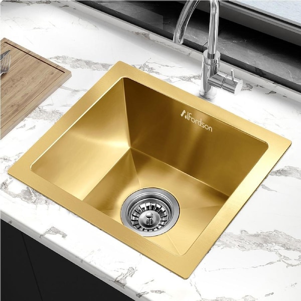 ALFORDSON Kitchen Sink 34x31cm Stainless Steel Basin Single Bowl Gold