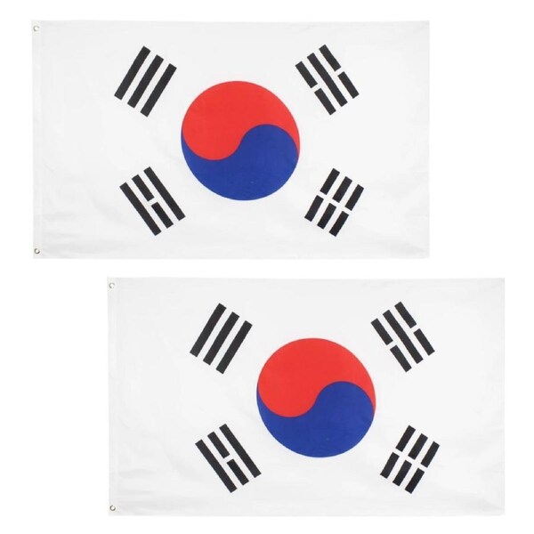 2-PACK Large South Korea Flag Heavy Duty Outdoor 90 X 150 CM - 3ft x 5ft