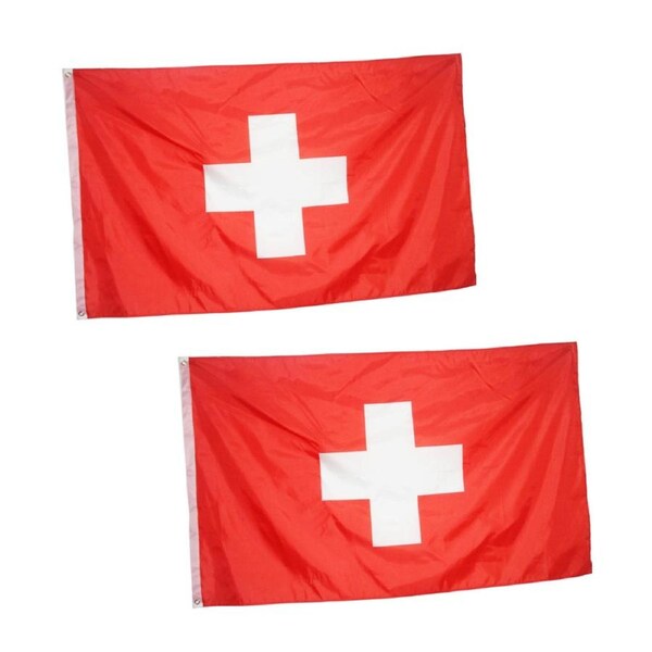 2-PACK Large Switzerland Flag Heavy Duty Outdoor Swiss Suisse 90 X 150 CM - 3ft x 5ft
