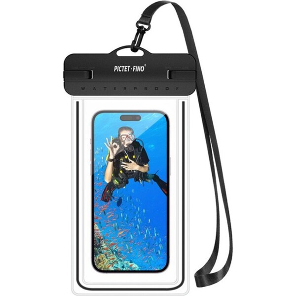 Catzon Waterproof Mobile Phone Bag IPX8 Phone Case with Lanyard Dry Bag for Up to 8.2 Inch-Black