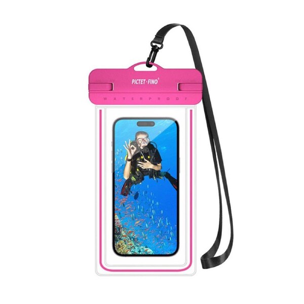 Catzon Waterproof Mobile Phone Bag IPX8 Phone Case with Lanyard Dry Bag for Up to 8.2 Inch-Rose