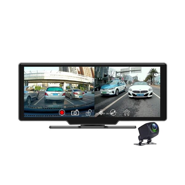 Elinz 10.26" Dash Cam Carplay & Android Real 4K + 1080P Dual Camera WiFi ADAS