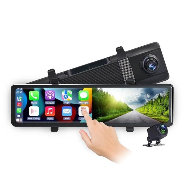 Elinz 11.26" Clip On Rear View Mirror Carplay & Android Auto Real 4K + 1080P Dual Dash Cam Camera WiFi ADAS Smart Driving Assistant Car DVR
