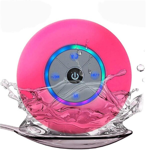 Colorful LED suction cup waterproof music Bluetooth speaker Rose red
