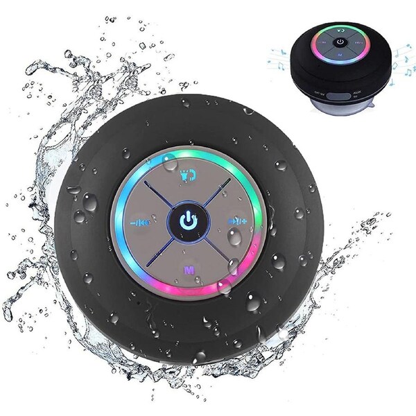 Colorful LED suction cup waterproof music Bluetooth speaker Black