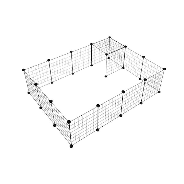 Pet Playpen Foldable Metal Pet Cage Enclosure Puppy Fence 16 Panels with Connection Clips for Small Animal Puppy Rabbit Kitten Turtle Indoor Outdoor Black