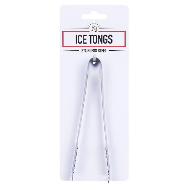 Stainless Steel Ice Cube Tongs Anti Slippery Clamp with Serrations and Long Jaws