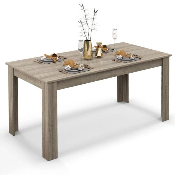 Costway Dining Table Rectangular Dining Table 6-8 Seat 160CM Woodgrain