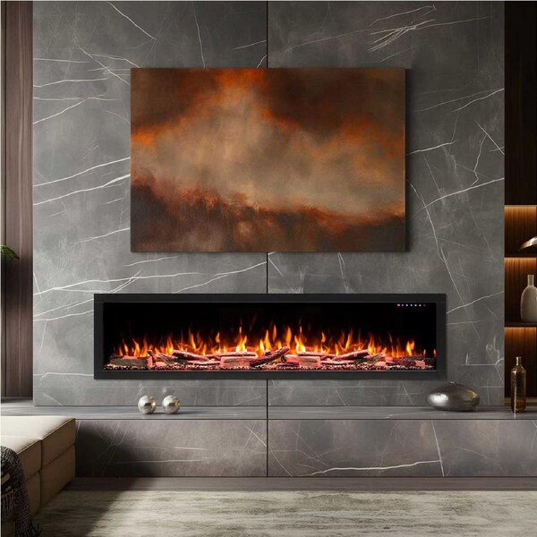 Fantasia 1500W 72 inch Built-in Recessed Electric Fireplace - Extra Deep