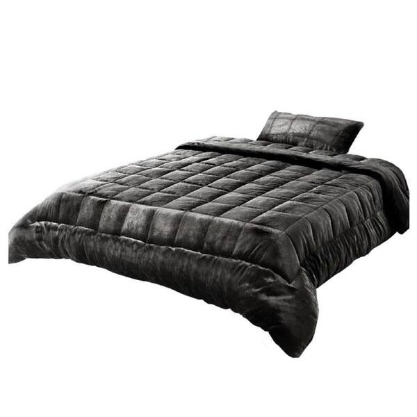 Bedding Faux Mink Quilt Plush Throw Blanket Comforter Duvet Cover Single