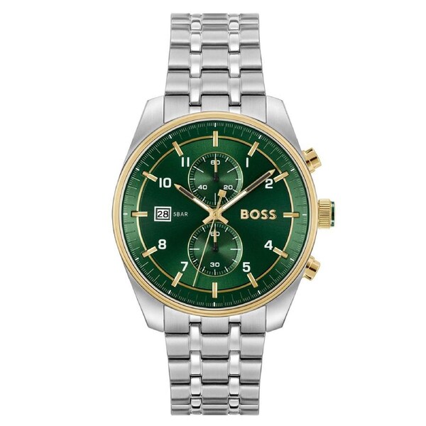 BOSS by Hugo Boss Stainless Steel Green Dial Chronograph Men's Watch - 1514195