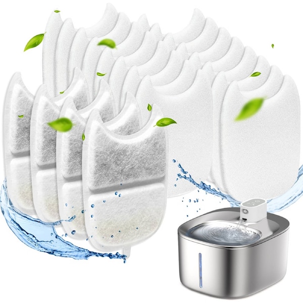 Advwin 4 Set Pet Water Fountain Filter Replacement for 4L Wilreless Cat Water Fountain - Triple Filtration Pet Fountain Filter Replacement