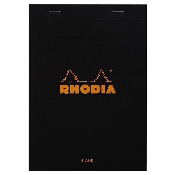Rhodia No16 Top Stapled A5 Notepad Office Stationery Note Pad Plain Black
