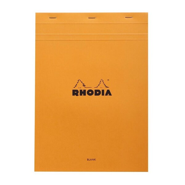 Rhodia No.18 Top Stapled A4 Notepad Office Stationery Note Pad Plain Orange