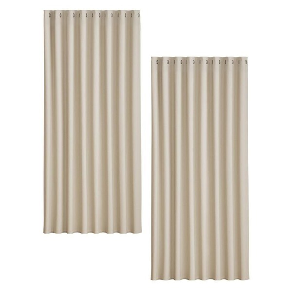 2X Blockout Curtains Blackout Window Curtain Eyelet Bedroom 300 x 230 cm Beige