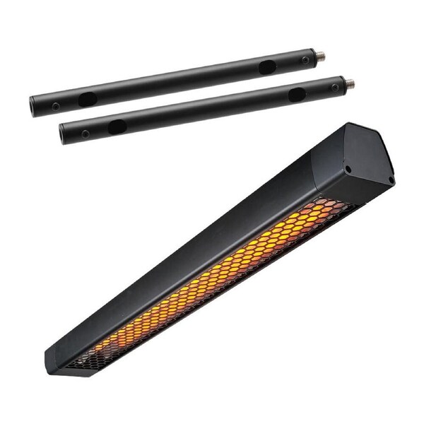 Heatstrip 2200W 9.2A 60Hz IPX5 Intense Heater & 2pc 60cm Heater Mount Poles BLK