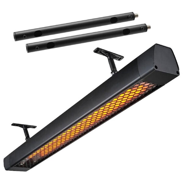 Heatstrip 3200W Intense Electric Heater & 2pc 120cm Heater Ext Mount Poles Black