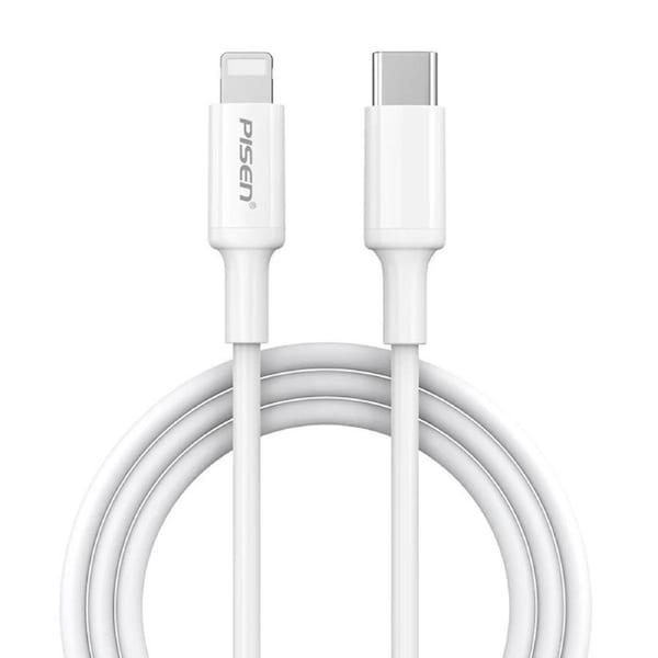 Pisen Lightning to USB-C PD Fast Charge Cable (2.2M) White - Support 3A, Reinforced SR is not Easy to Fractured, Apple iPhone/iPad/MacBook