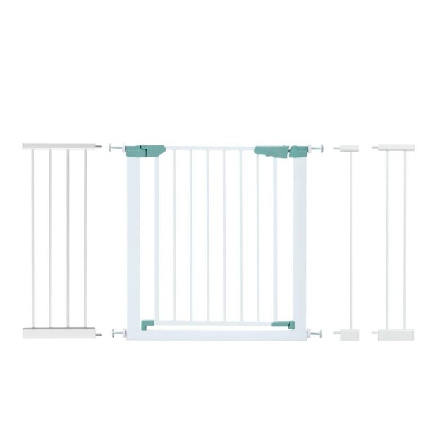 Babyjoy 76-132cm Baby Safety Gates Adjustable Guard Fence Pets Security Barrier w/Extension & Mounting Kits