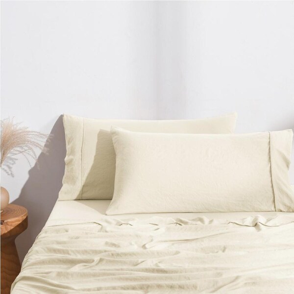 Dreamaker Superfine Washed Microfibre King Pillowcase Twin Pack Natural