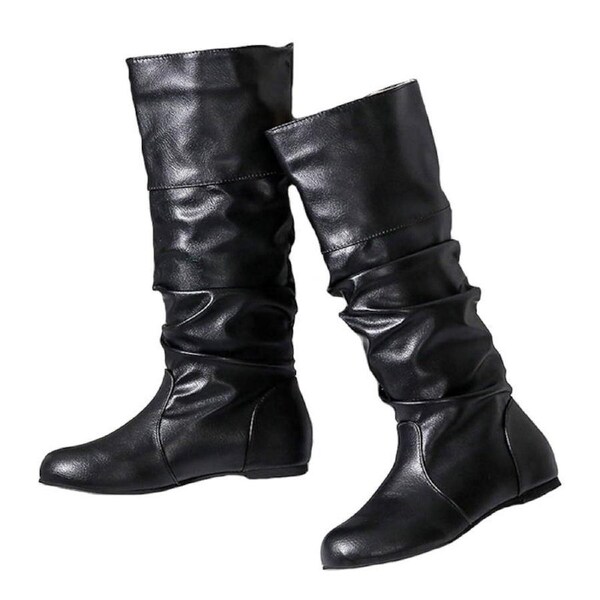 Nevenka Women's Knee High Riding Boots Low Block Heel Tall Boots-Black 34