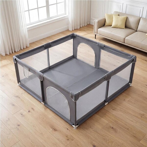 Playpals Baby Playpen Kids Safety Gate Mesh Toddler Fence 2 Doors 150x180cm