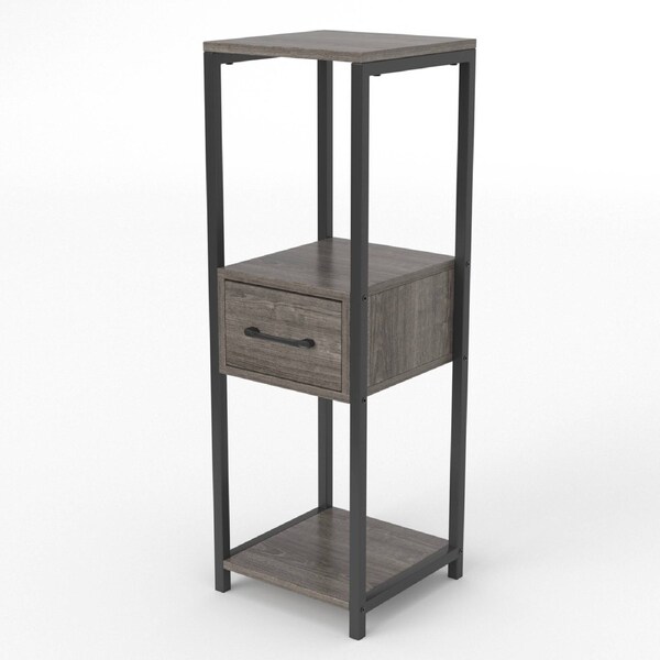 Costway 3-Tier Flower Dislay Shelf Metal Plant Stand Display Holder Bookshelf w/Drawer Grey