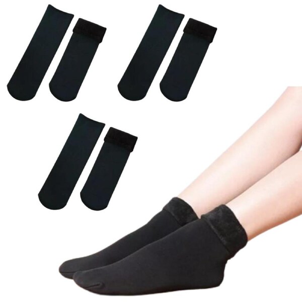 3 Pairs Large Thick Fur THERMAL HEATED SOCKS Warm Winter Work Ski Reversible