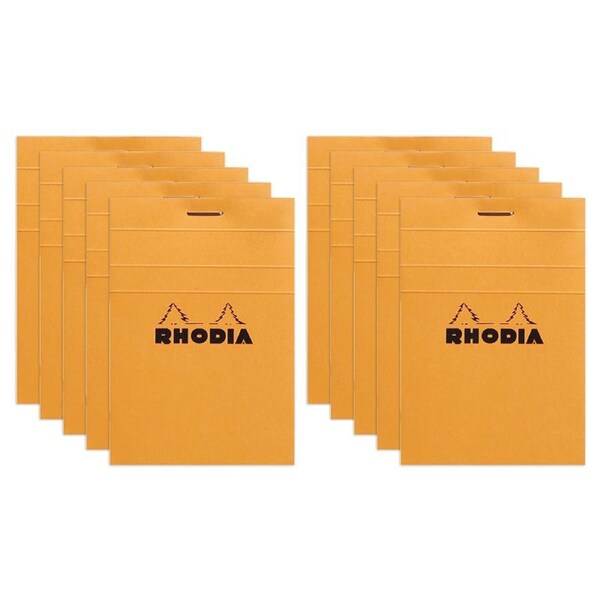 10x Rhodia No.11 Top Stapled A7 Notepad Office Stationery Note Pad 5x5 Grid ORNG