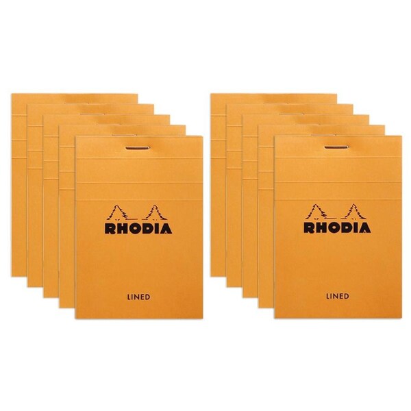 10x Rhodia No.11 Top Stapled A7 Notepad Office Stationery Note Pad Ruled Orange
