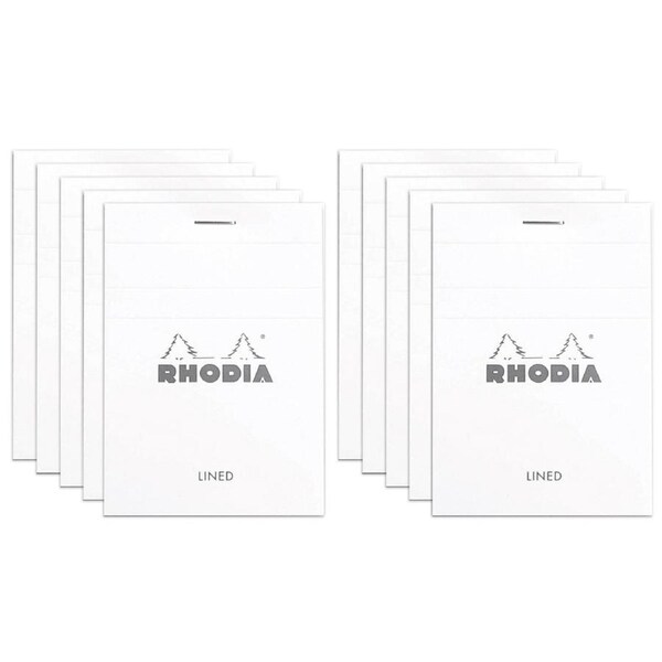 10x Rhodia No.11 Top Stapled A7 Notepad Office Stationery Note Pad Ruled White