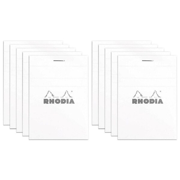 10x Rhodia No12 Top Stapled Pocket Notepad Office Stationery Note 5x5 Grid White