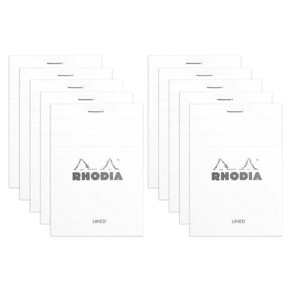 10x Rhodia No12 Top Stapled Pocket Notepad Office Stationery Note Pad Ruled WHT
