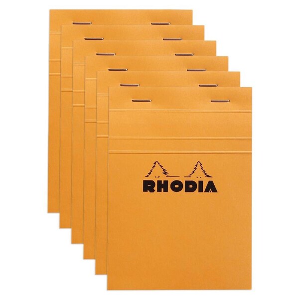 6x Rhodia No13 Top Stapled A6 Notepad Office Stationery Note Pad 5x5 Grid Orange