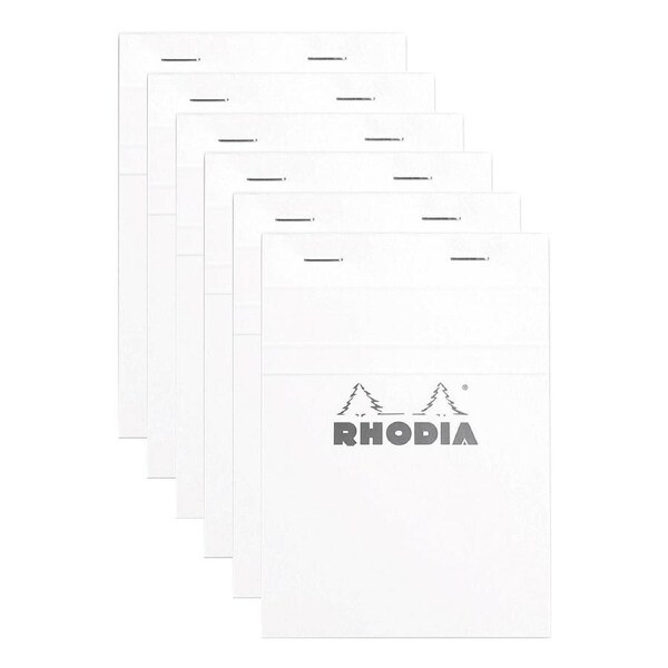 6x Rhodia No13 Top Stapled A6 Notepad Office Stationery Note Pad 5x5 Grid White