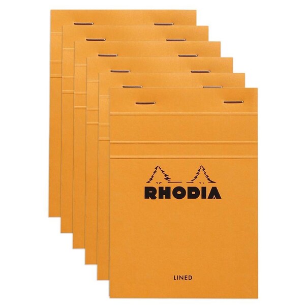 6x Rhodia No13 Top Stapled A6 Notepad Office Stationery Note Pad Ruled Orange