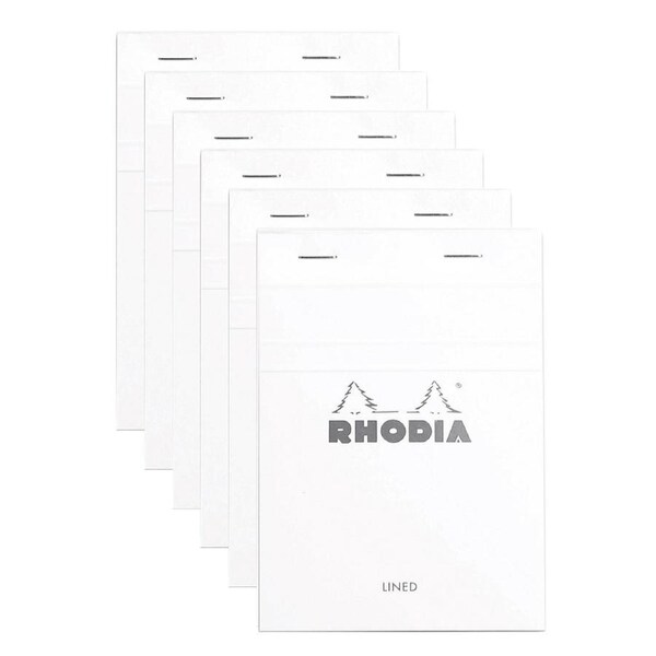 6x Rhodia No13 Top Stapled A6 Notepad Office Stationery Note Pad Ruled White