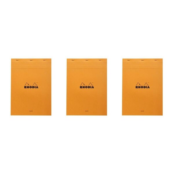 3x Rhodia No.18 Top Stapled A4 Notepad Office Stationery Note Pad Plain Orange