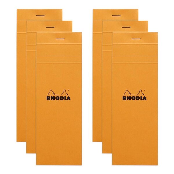 6x Rhodia No.8 Top Stapled List Notepad Office Stationery Note Pad 5x5 Grid ORNG