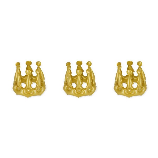 3x Legami Inflatable Prince Crown Balloon Hat Kids Birthday/Party Decor Gold