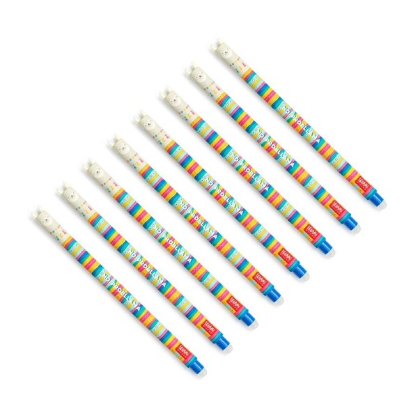 8x Legami Erasable Gel Pen Rollerball Friction Writing Stationery Llama Blue Ink