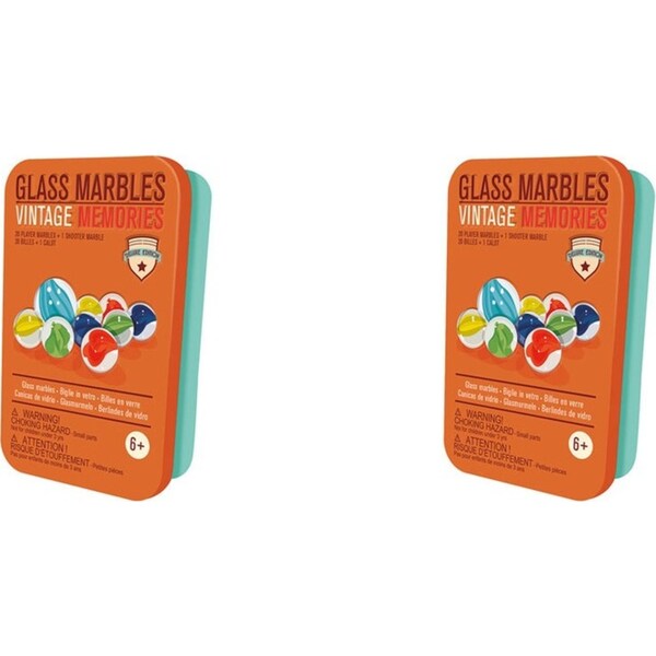 2x 21pc Legami Glass Marbles w/ Metal Case Kids Shooter Game Toy Play Set 6+