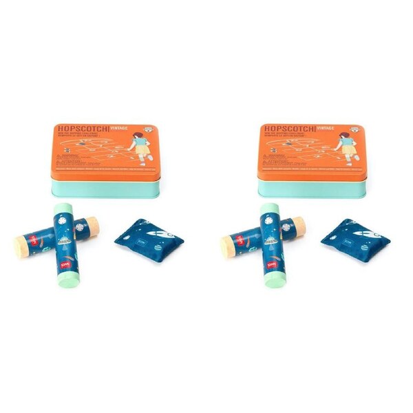 2x Legami Hopscotch Assorted Colour Chalk w/ Metal Box Set Outdoor Hopping Game