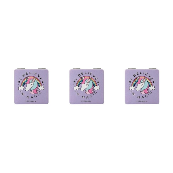 3x Legami Handbag Compact Mirror Travel/Pocket Dual Sqr Nice To See You Unicorn