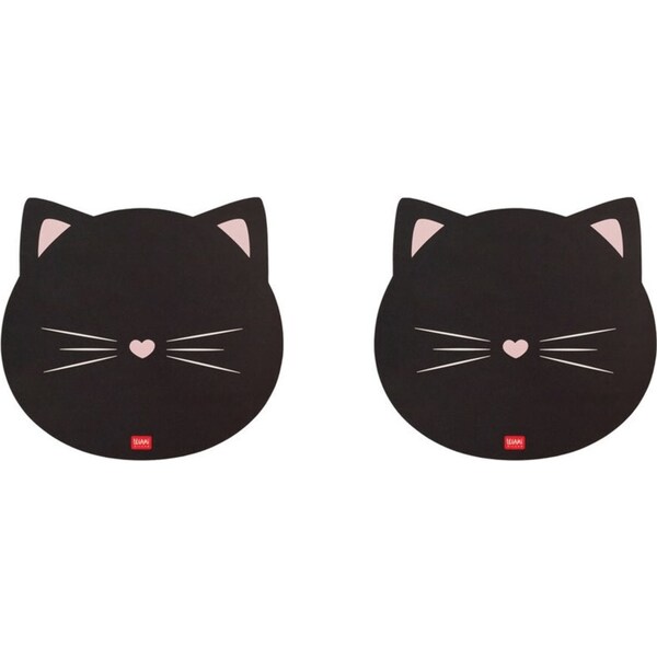 2x Legami PVC Mousepad Anti-Slip Computer/Laptop Desk Mouse Mat Pad Kitty Black