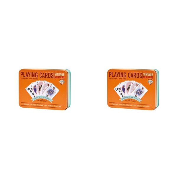 2x Legami Playing Cards 2-Deck Play Set w/ Tin Case Waterproof Family Poker Game